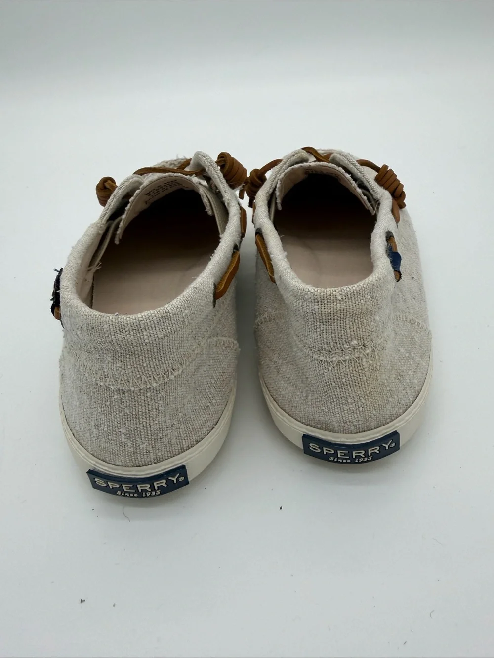 Sperry Casual Linen-Textured Boat Shoes in Light Beige Women’s size 10